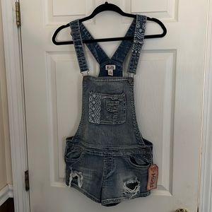 NWT Mudd short overalls light wash